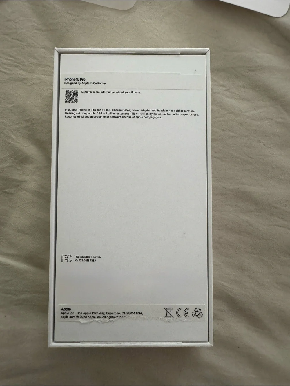 iPhone 15 Pro Original Apple Box ONLY — Inserts + Apple Sticker